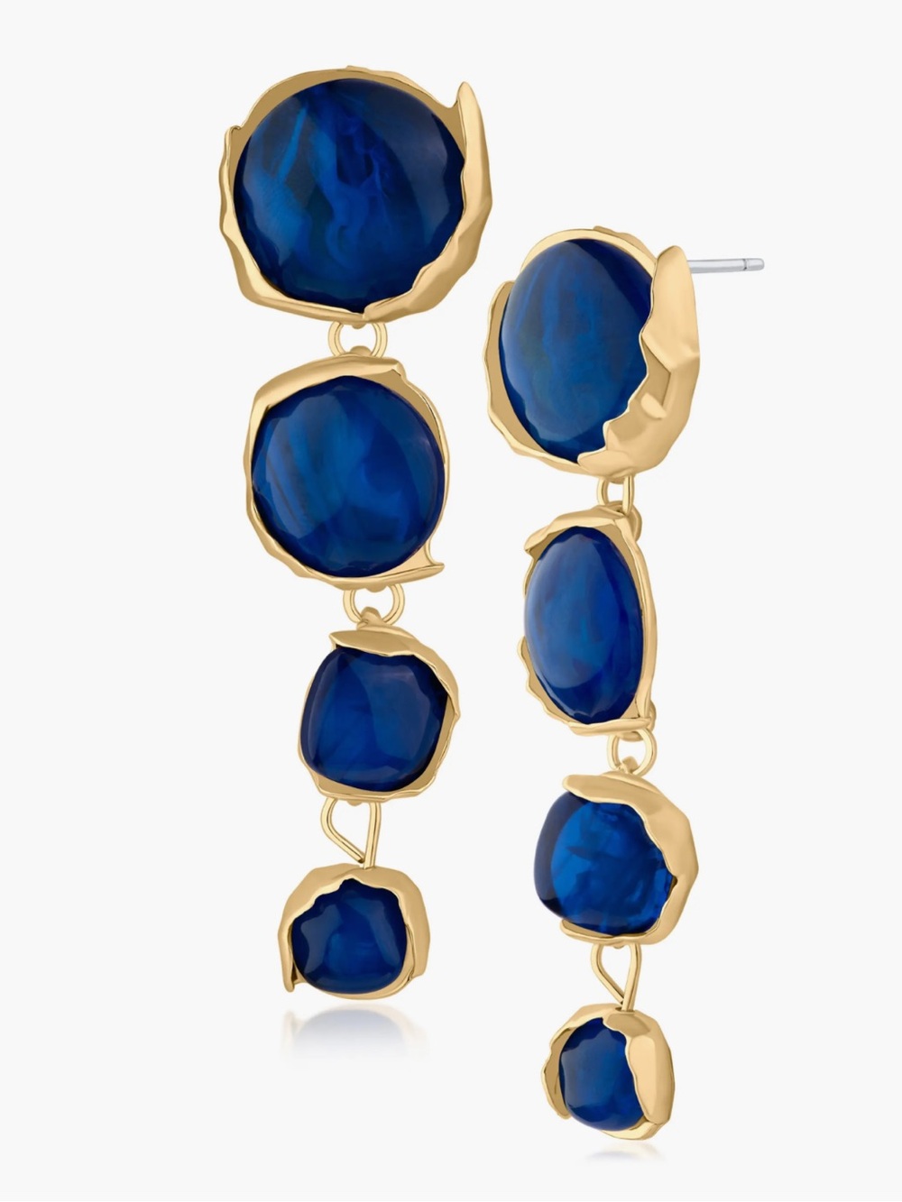 Jardin Blue Resin Stone Graduated Sculpted Circle Drop Statement Earrings